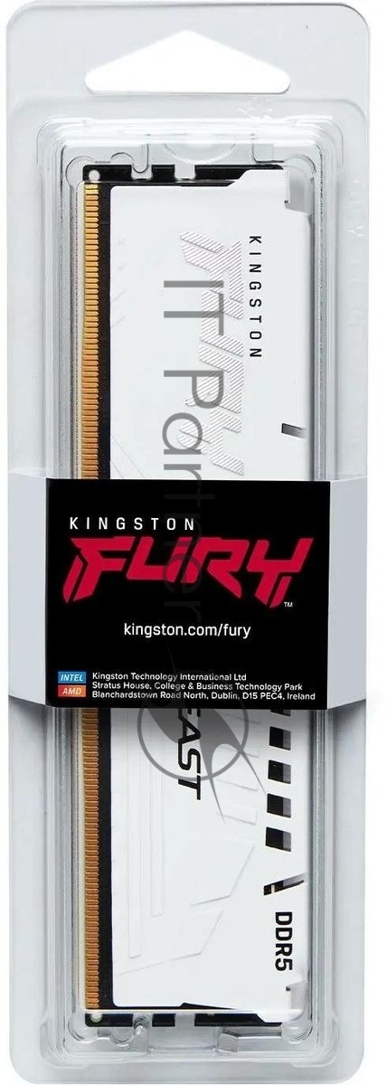Оперативная память Kingston Fury Beast, DDR5, 32Gb (1x32GB), 5600MHz, CL40, DIMM, радиатор, белый