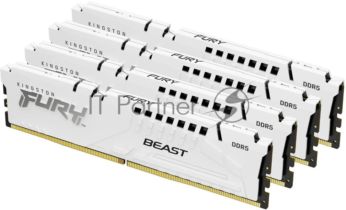 Оперативная память Kingston Fury Beast, DDR5, 128Gb (4x32GB), 5200MHz, CL40, DIMM, радиатор, белый