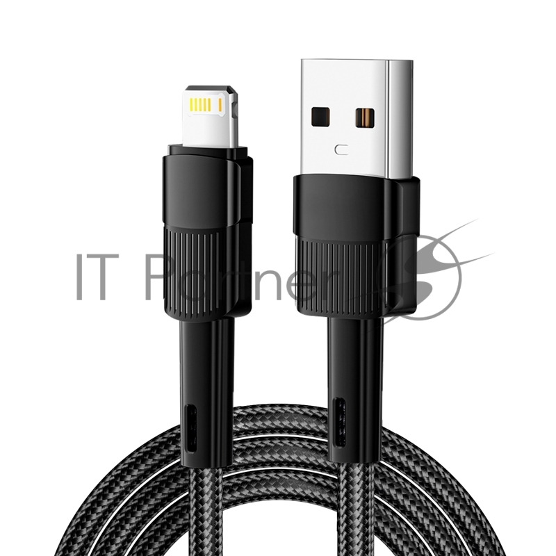 Кабель Rexant USB-A - Lightning для Apple, 2,4А, 1м, в черной нейлоновой оплетке