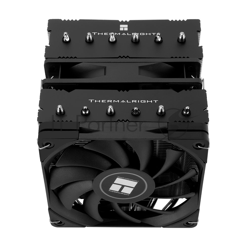 Кулер для процессора Thermalright Royal Knight 120 (4-pin PWM, 156мм, Ni/Cu, 6x6мм, 2x120мм, 80.45CFM/56.36CFM, 29.4dBA/28.4dBA, 2150RPM/1900RPM, S: 1200, 1700, 1851, 2011, 2066, 115X, AM4, AM5, черный)