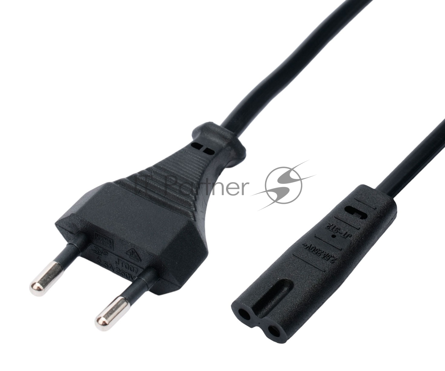 Кабель питания Cablexpert PC-184/2-1.5М CEE 7/16-C7, 2х0.5мм2, 2.5А, 1.5м, черный, пакет