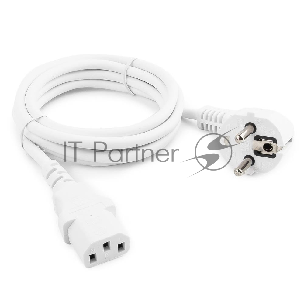 Кабель питания Cablexpert PC-186W Schuko-C13, 3x0.5мм2, 6A, с заземлением, 1.8м, белый, пакет