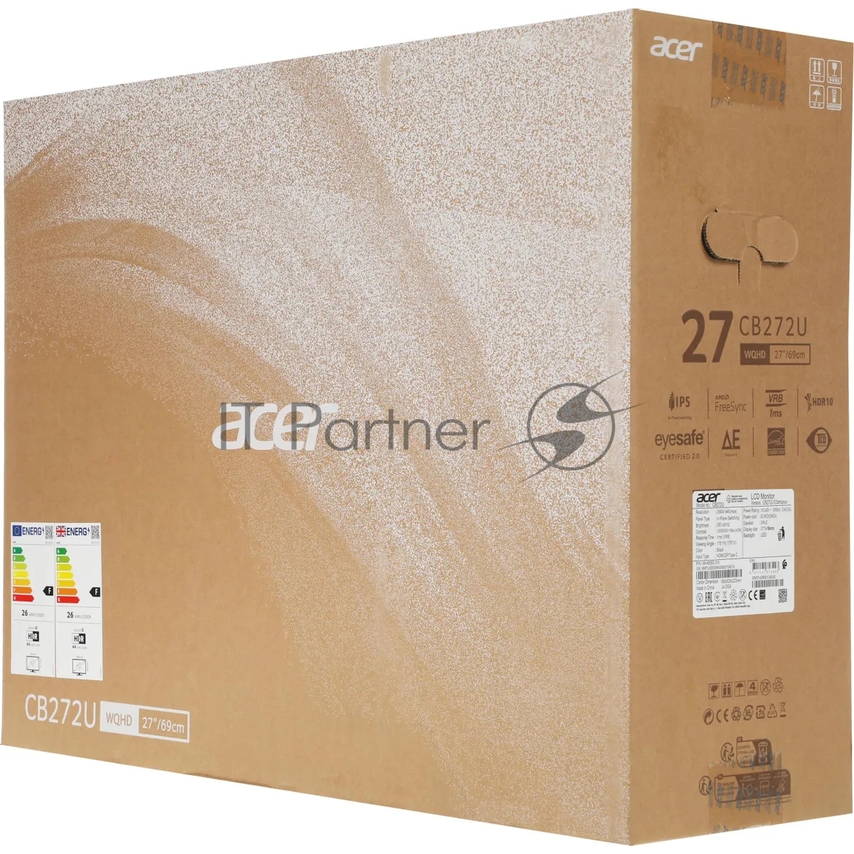 Монитор 27" Acer Vero CB272UE3bmiprux IPS, 2560x1440, 100 Гц, 1 мс, 16:9, 350 кд/м², 1xDP, 2xHDMI, USB-C, черный