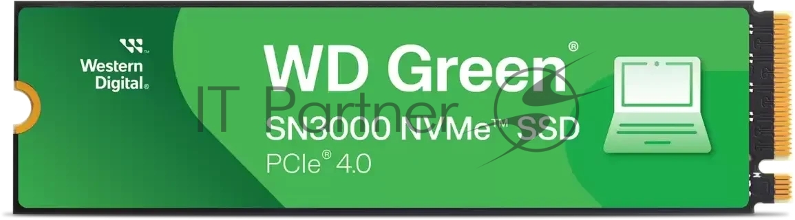 Накопитель SSD WD Green SN3000, 500Gb, PCIe 4.0 x4, M.2 2280, NVMe, R/W 5000/4100