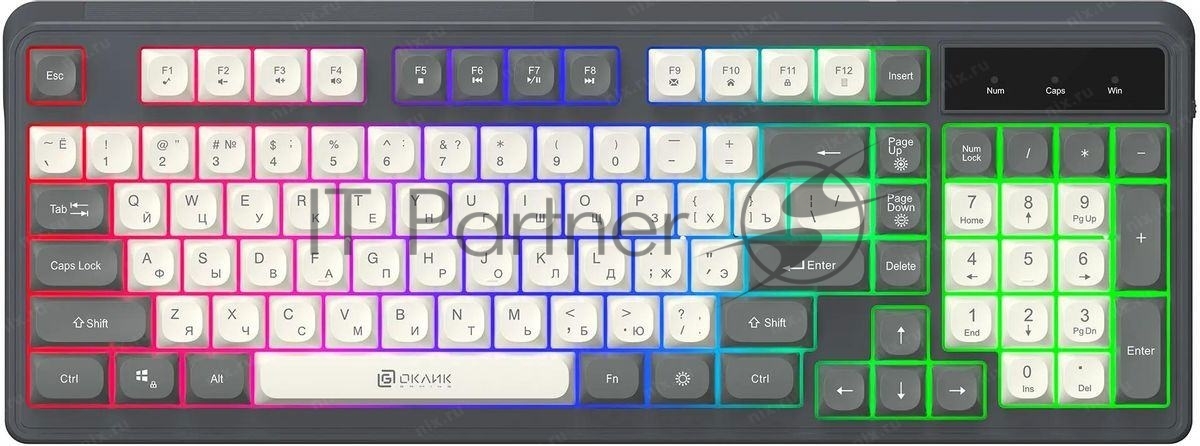 Клавиатура Oklick 731G проводная, USB Type-A, серый/белый