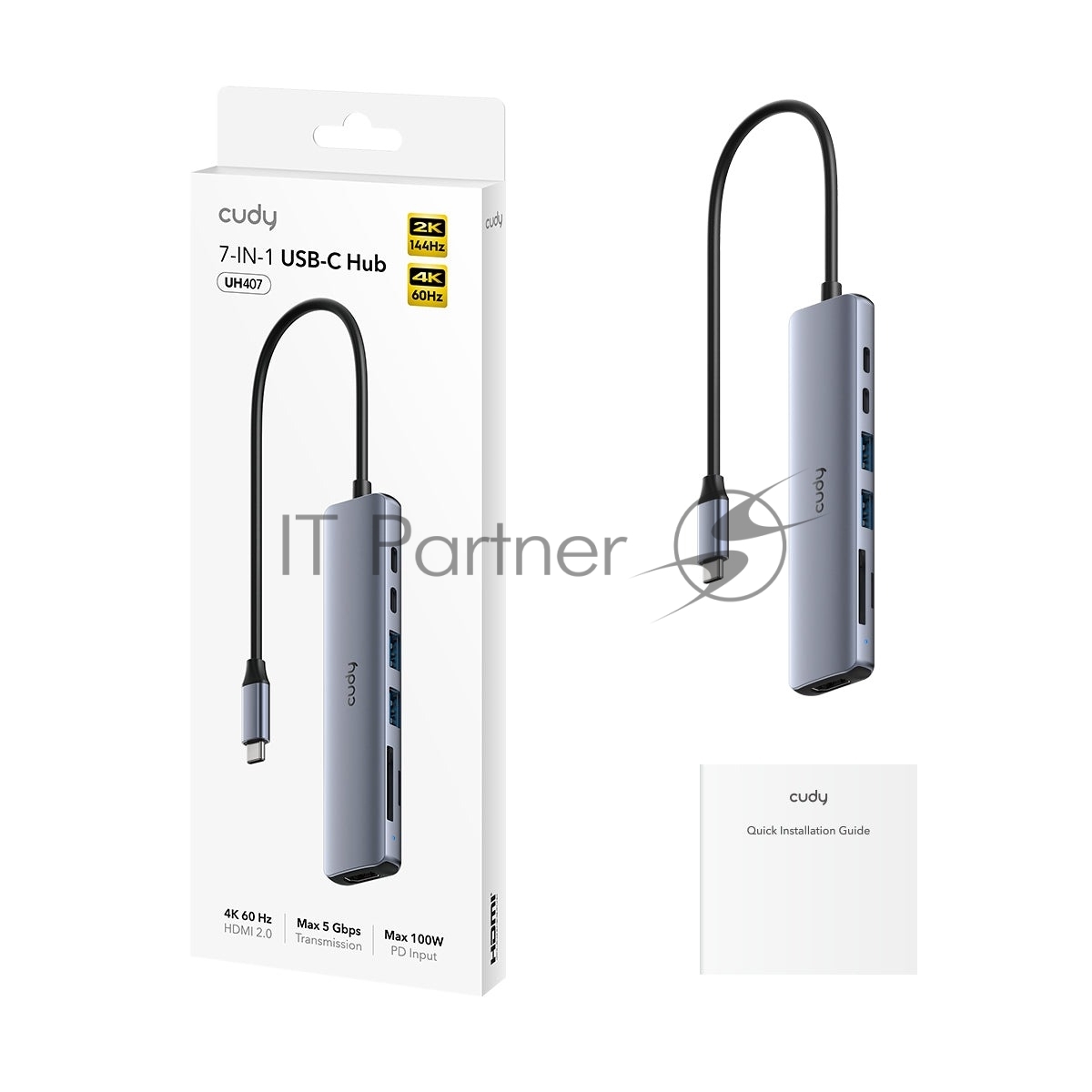 USB-концентратор CUDY UH407, USB Type-C, HDMI, microSD/SD, адаптер/USB Type-C