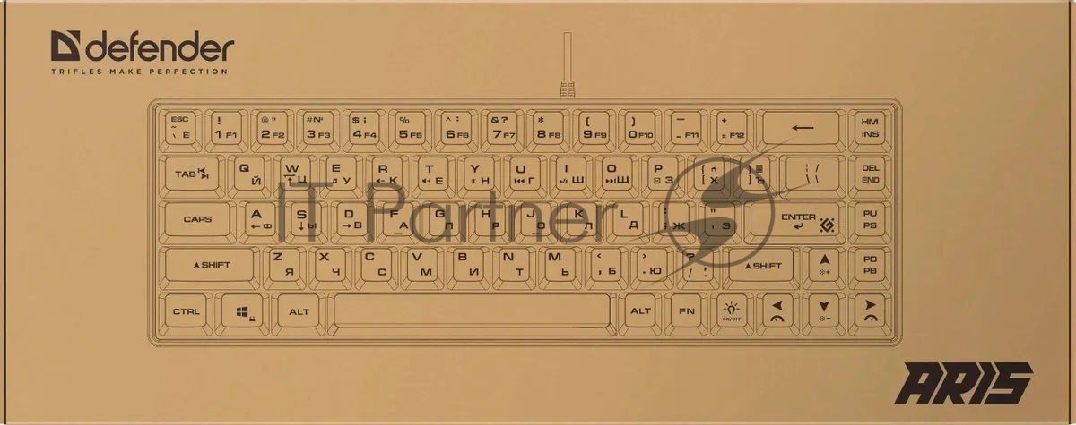 Игровая клавиатура проводная Defender Aris GK-349 RU,бел/черный,68кн+FN,радуж,1.5м