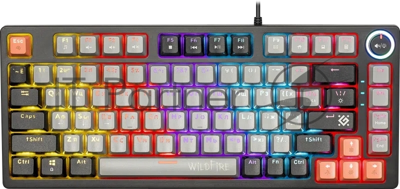 Клавиатура проводная механическая Defender Wildfire GK-213 RU,сер/чер,82кн,TNT розов,1.5м 1