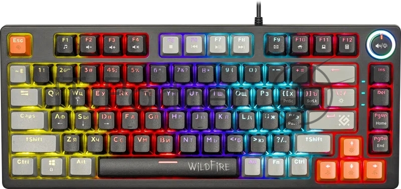 Клавиатура проводная механическая Defender Wildfire GK-213 RU,чер/сер,82кн,TNT розов,1.5м 1