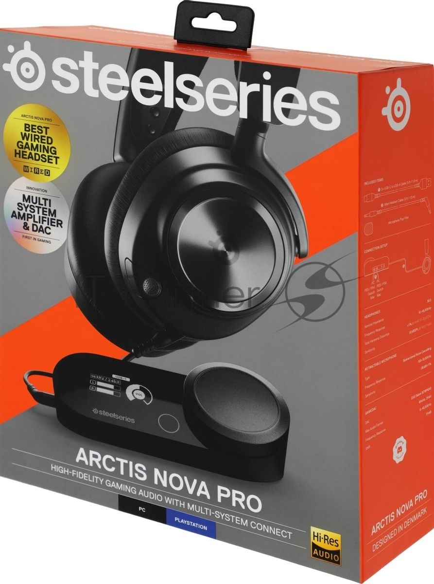 Гарнитура SteelSeries Arctis Nova Pro чёрный, проводная, USB, совместимость с PS5, Xbox