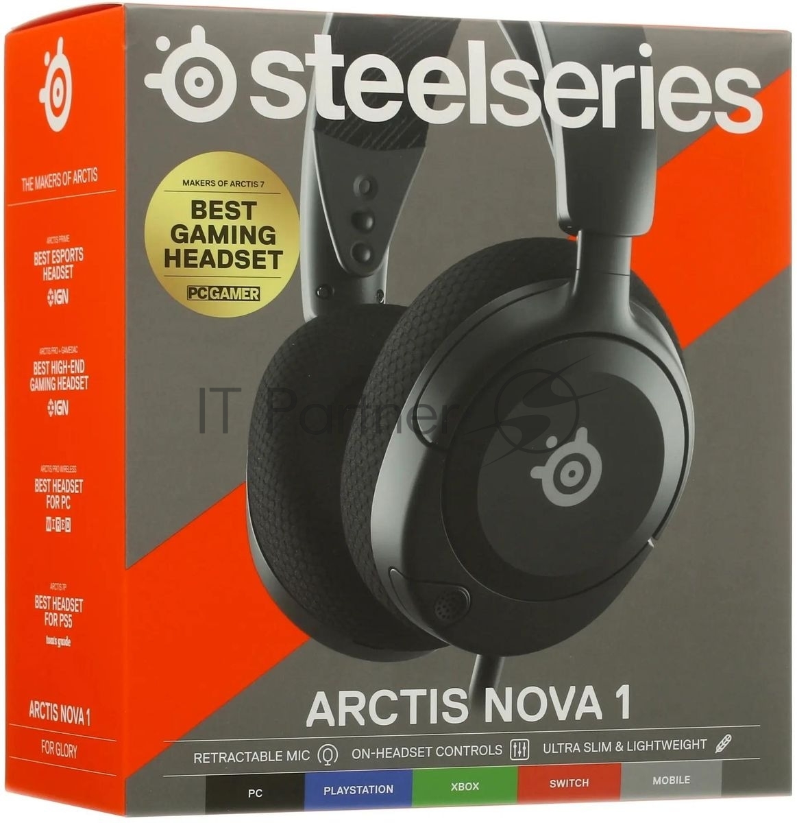 Гарнитура SteelSeries Arctis Nova 1 чёрный, проводная, 3.5 мм, совместимость с PS5, Xbox
