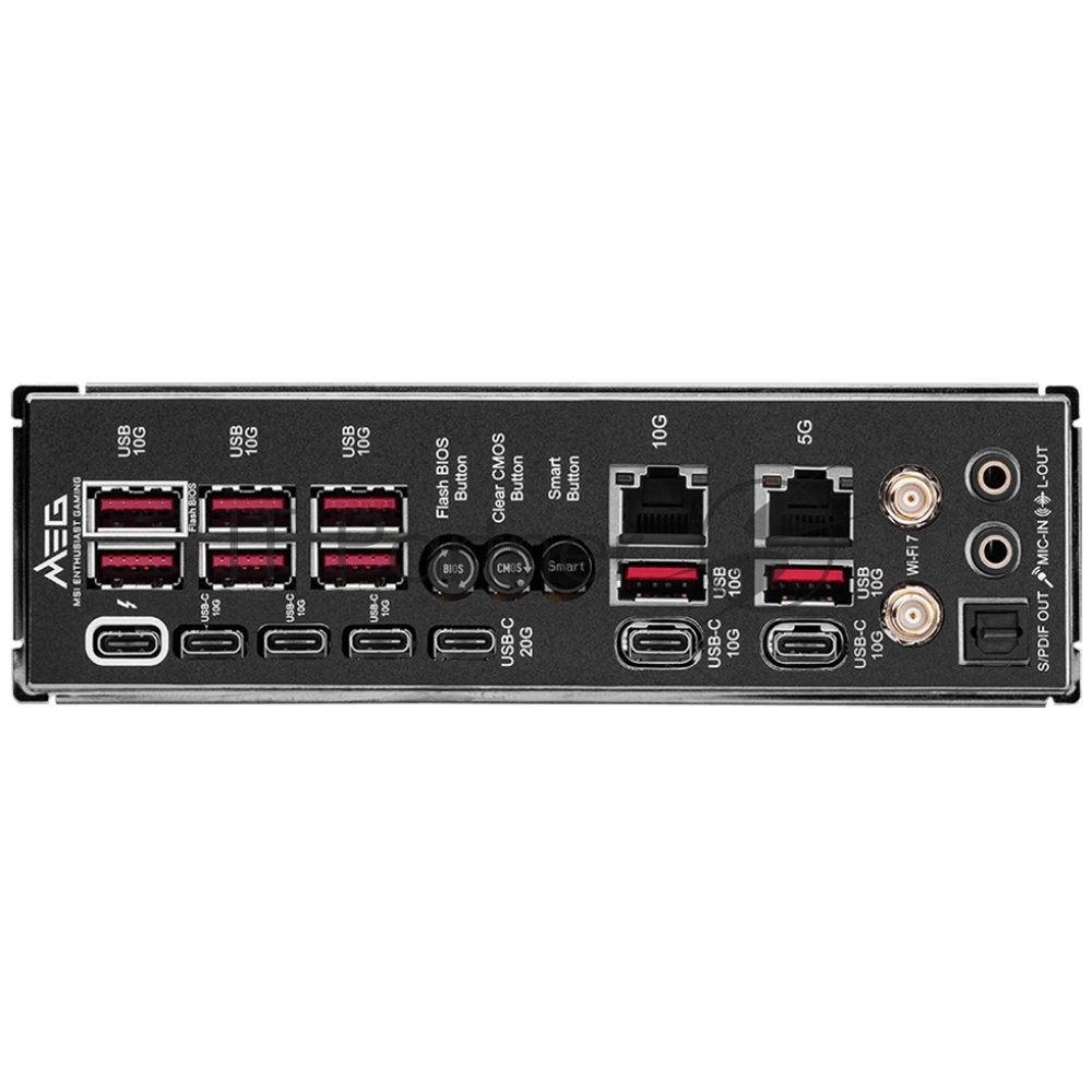 Материнская плата MSI MEG Z890 GODLIKE, LGA1851, Intel Z890, 4xDDR5, 4xSATA, 8xM.2, 2xPCIe 5.0 x16, 1xPCIe 4.0 x4, 2xThunderbolt 4 (40Gbps), 1x10G LAN, 1x5Gb LAN, Wi-Fi 7, Bluetooth 5.4, 5xUSB-C 10Gbps, 1xUSB-C 20Gbps, 8xUSB-A 10Gbps, 4xUSB-A 5Gbps, 4xUSB-A 2.0, 1xS/PDIF, 2x3.5 мм, 7.1, E-ATX