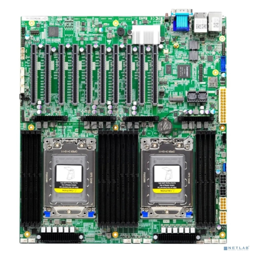 Материнская плата серверная Gooxi G2DERO-B-PK2, 2xSP3, AMD EPYC, 16xDDR4, 2xMiniSAS HD, 1xM.2, 4xPCIe 4.0 x16, 6xPCIe 4.0 x8, 1xVGA, 2x1Gb LAN, 2xUSB-A 5Gbps, 1x3.5 мм, 7.1, E-ATX