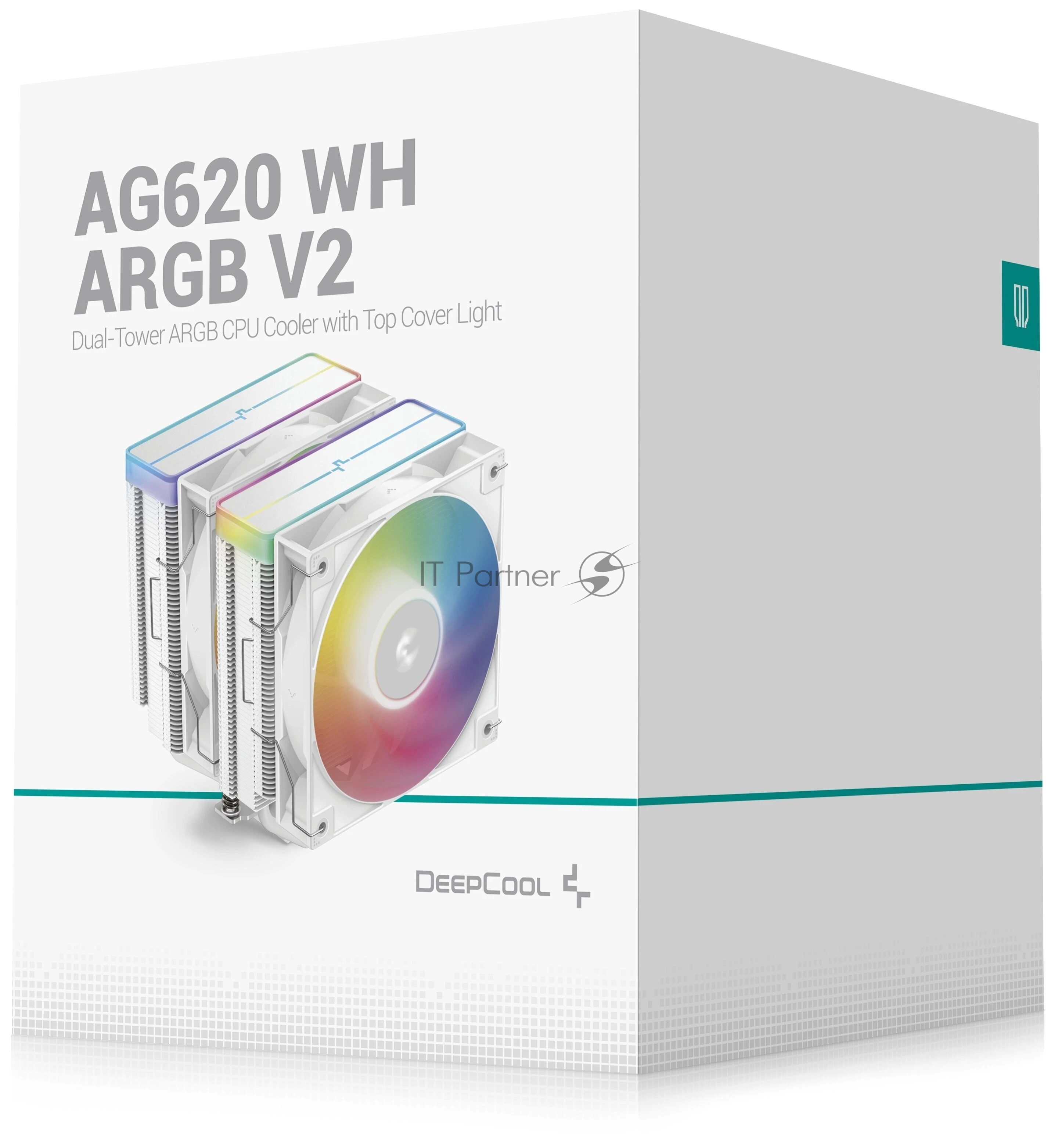 Кулер для процессора DEEPCOOL AG620 WH ARGb V2 LGA20XX/1700/1200/115X/AM5/AM4 (9шт/кор, TDP 260W, PWM, ARGb DUAL Fan 120мм, 6 тепл. трубок, белый) RET