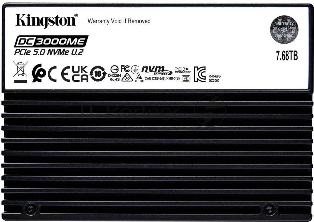 Накопитель SSD Kingston DC3000ME 7680Gb, U.2(2.5" 15мм), NVMe, PCIe Gen 5x4, 3D TLC, R/W 14000/1000Mb/s, IOPs 2 800 000/500 000, TbW 14016, DWPD 1 (12 мес)