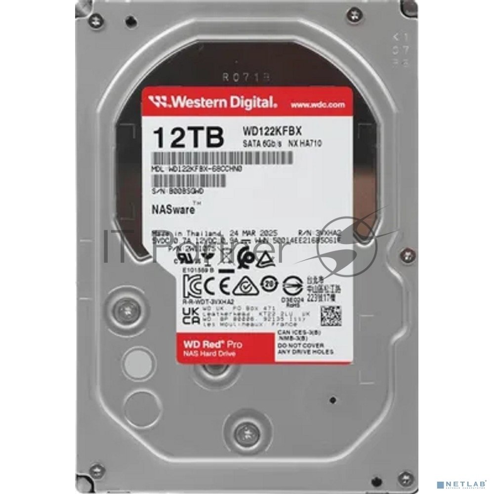 Жесткий диск WD SATA-III 12Tb WD122KFBX NAS Red Pro (7200rpm) 512Mb 3.5"
