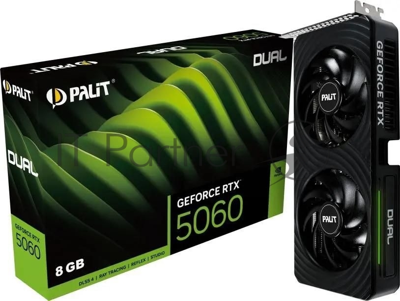 Видеокарта Palit RTX 5060 DUAL NV RTX 5060 8Gb 128bit GDDR7 2280/28000/HDMIx1/DPx3/HDCP Ret NE75060019P1-Gb2063D PCI-E 5.0