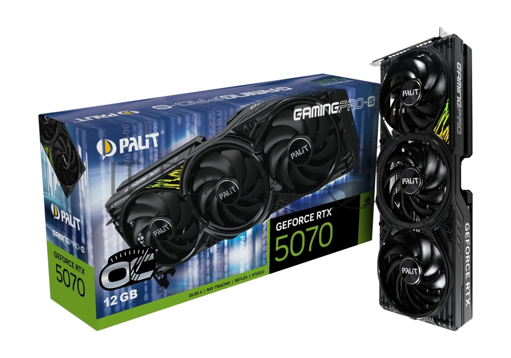 Видеокарта Palit PA-RTX 5070 GAMINGPRO-S OC 12Gb RTX 5070 12Gb 192bit GDDR7 2325/28000 HDMIx1 DPx3 HDCP Ret