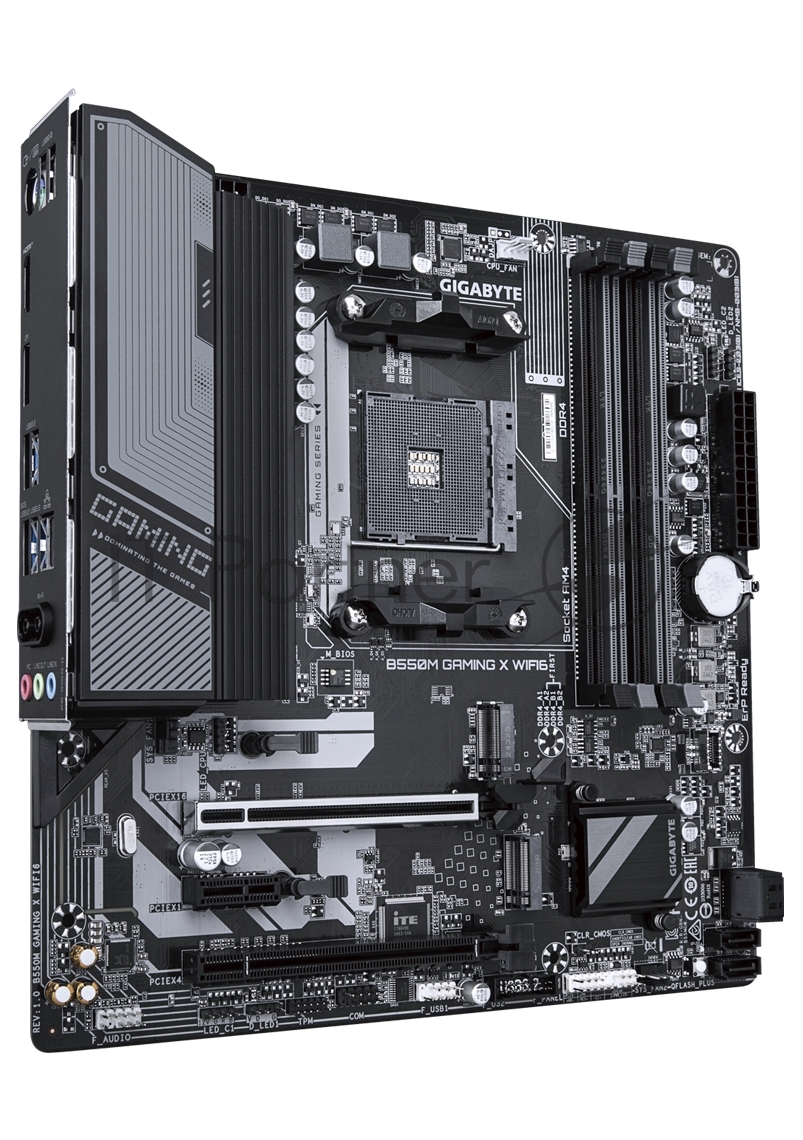 Материнская плата Gigabyte B550M GAMING X WIFI6, AM4, AMD B550, 4xDDR4, 4xSATA, 2xM.2, 1xPCIe 4.0 x16, 1xPCIe 3.0 x4, 1xPCIe 3.0 x1, 1xDP, 1xHDMI, 1x1Gb LAN, Wi-Fi 6, Bluetooth 5.3, 4xUSB-A 5Gbps, 2xUSB-A 2.0, 3x3.5 мм, 7.1, mATX