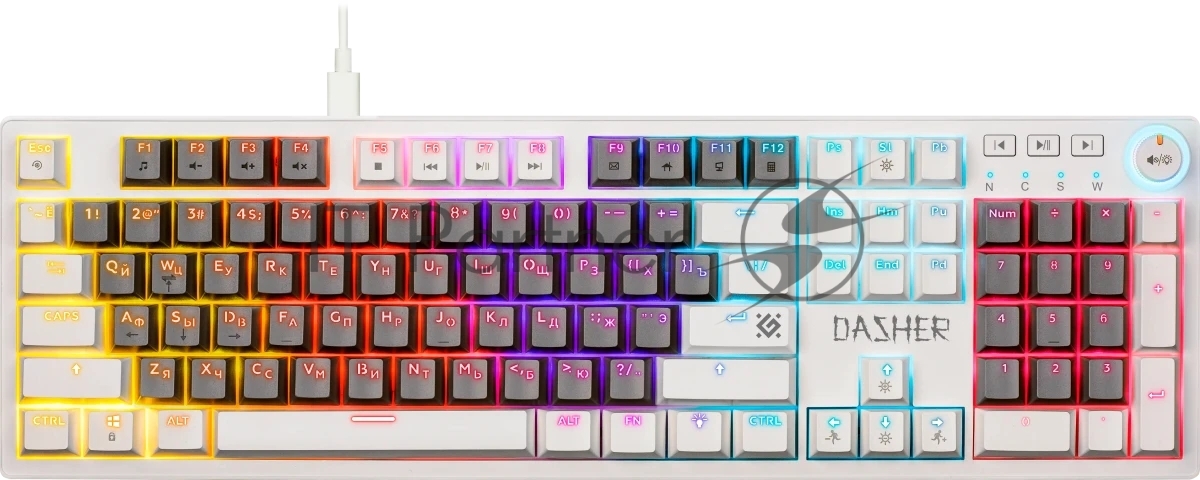 Клавиатура Defender Dasher GK-472 проводная, USB Type-A, серый/белый