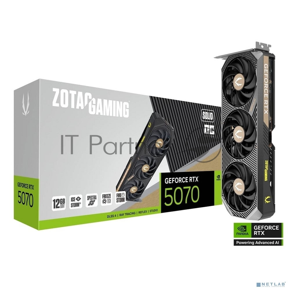 Видеокарта Zotac PCI-E 4.0 RTX 5070 SOLID OC NVIDIA GeForce RTX 5070 12Gb 192bit GDDR7 2542/28000 HDMIx1 DPx3 HDCP Ret
