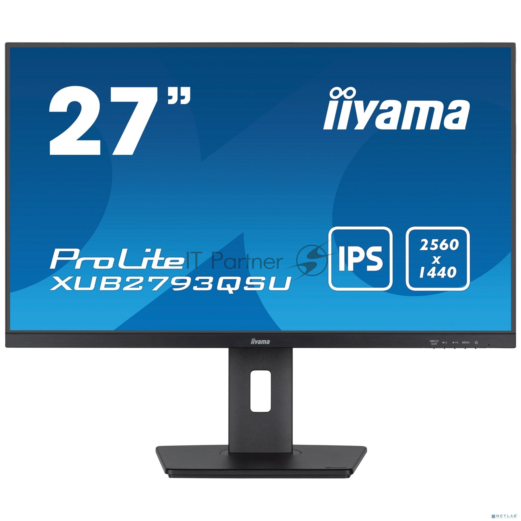 Монитор 27" Iiyama ProLite XUB2793QSU-B7 IPS 2560x1440, 100 Гц, 1 мс, 16:9, 300 кд/м², HDMI 2.0, DP 1.2, 3.5 Jack, USB Hub (2x USB 3.0), динамики (2x2 Вт), Adaptive-Sync, черный