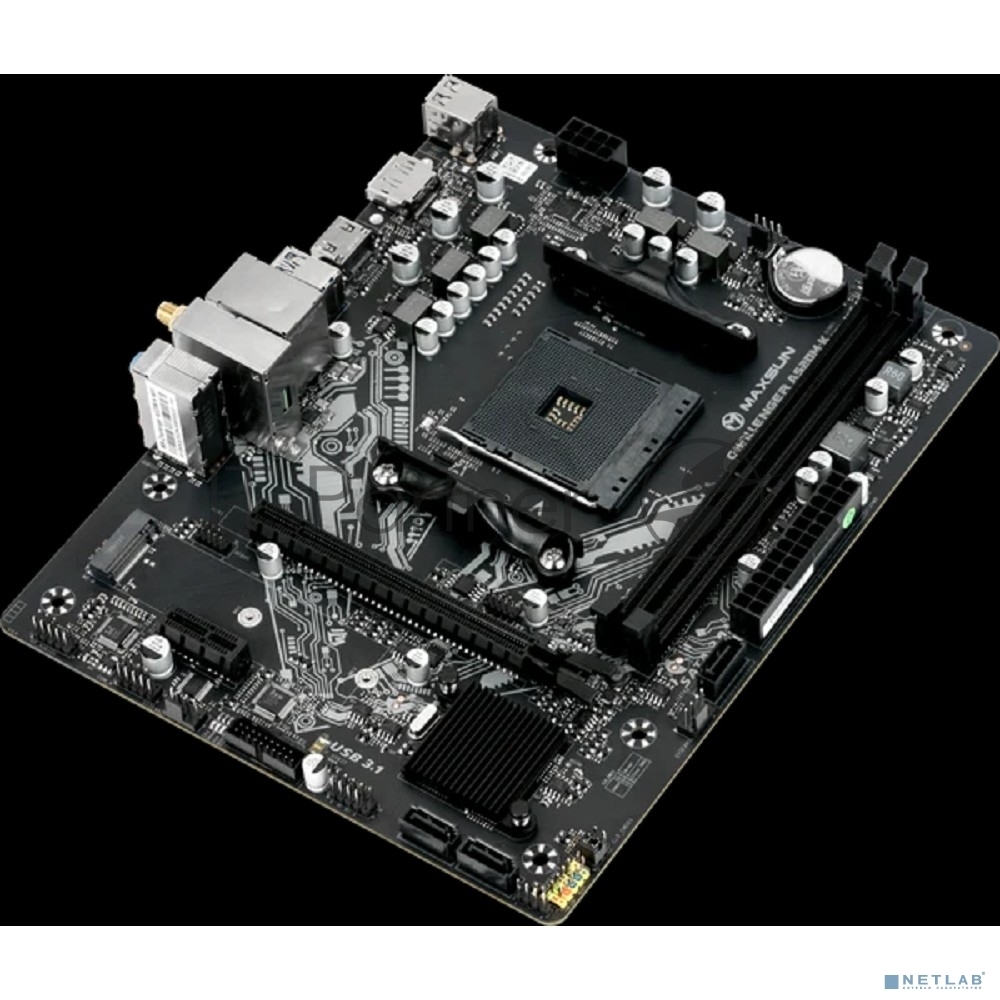 Материнская плата Maxsun MS-Challenger A520M-K WIFI, AM4, AMD A520, 2xDDR4, 3xSATA, 1xM.2, 1xPCIe 3.0 x16, 1xPCIe x16, 1xHDMI, 1xDP, 1xRJ45, Wi-Fi, Bluetooth, 2xUSB-A 5Gbps, 4xUSB-A 2.0, 3x3.5 мм, 5.1, mATX