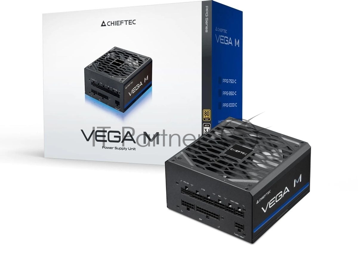 Блок питания Chieftec Vega M PPG-750-C (ATX 3.1, 750W, 80 PLUS GOLD, Active PFC, 135mm fan, Gen5 PCIe, Full Cable Management) Retail