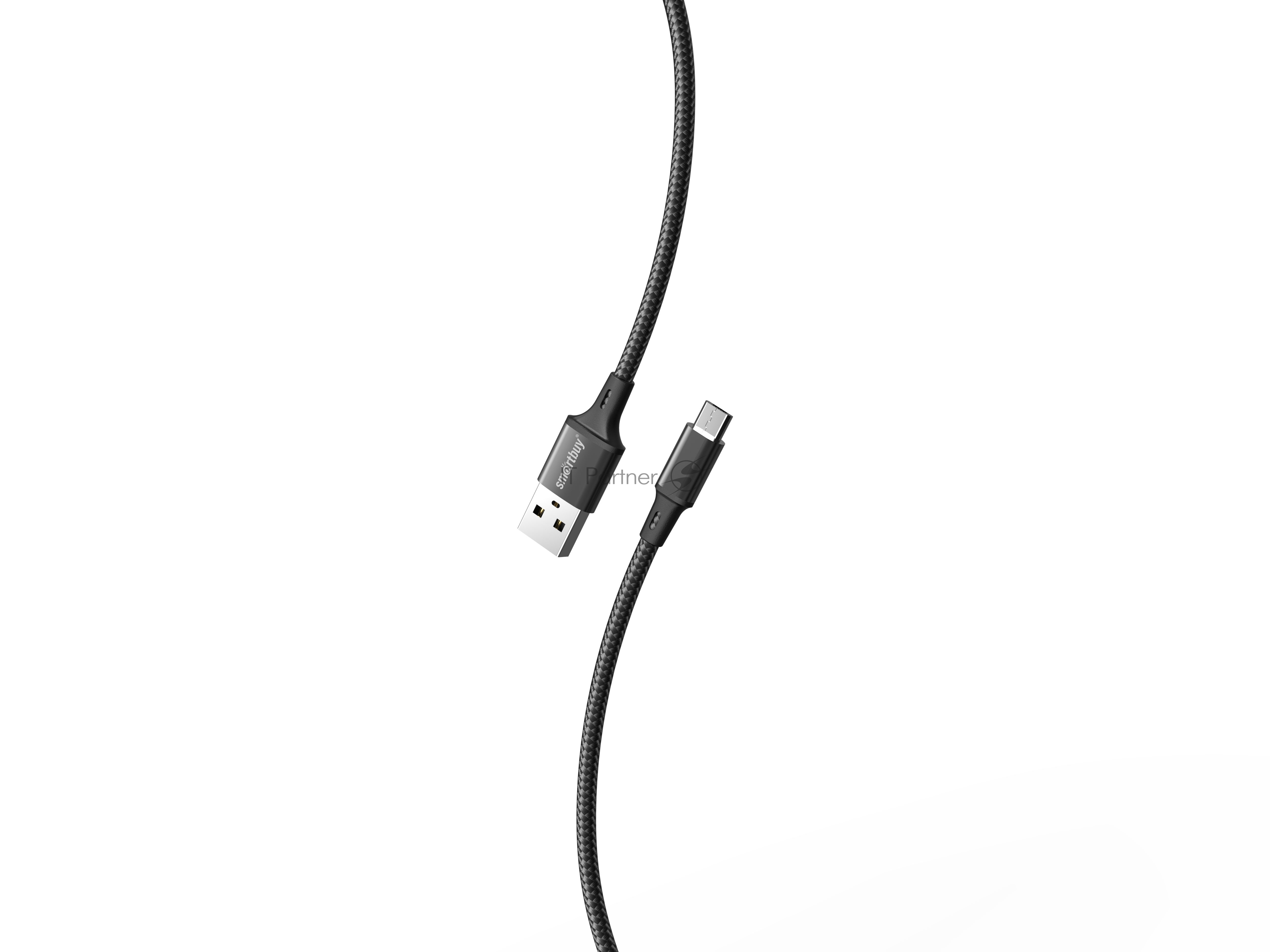Кабель Smartbuy S14 MicroUSB черный, 3 А, 2 м
