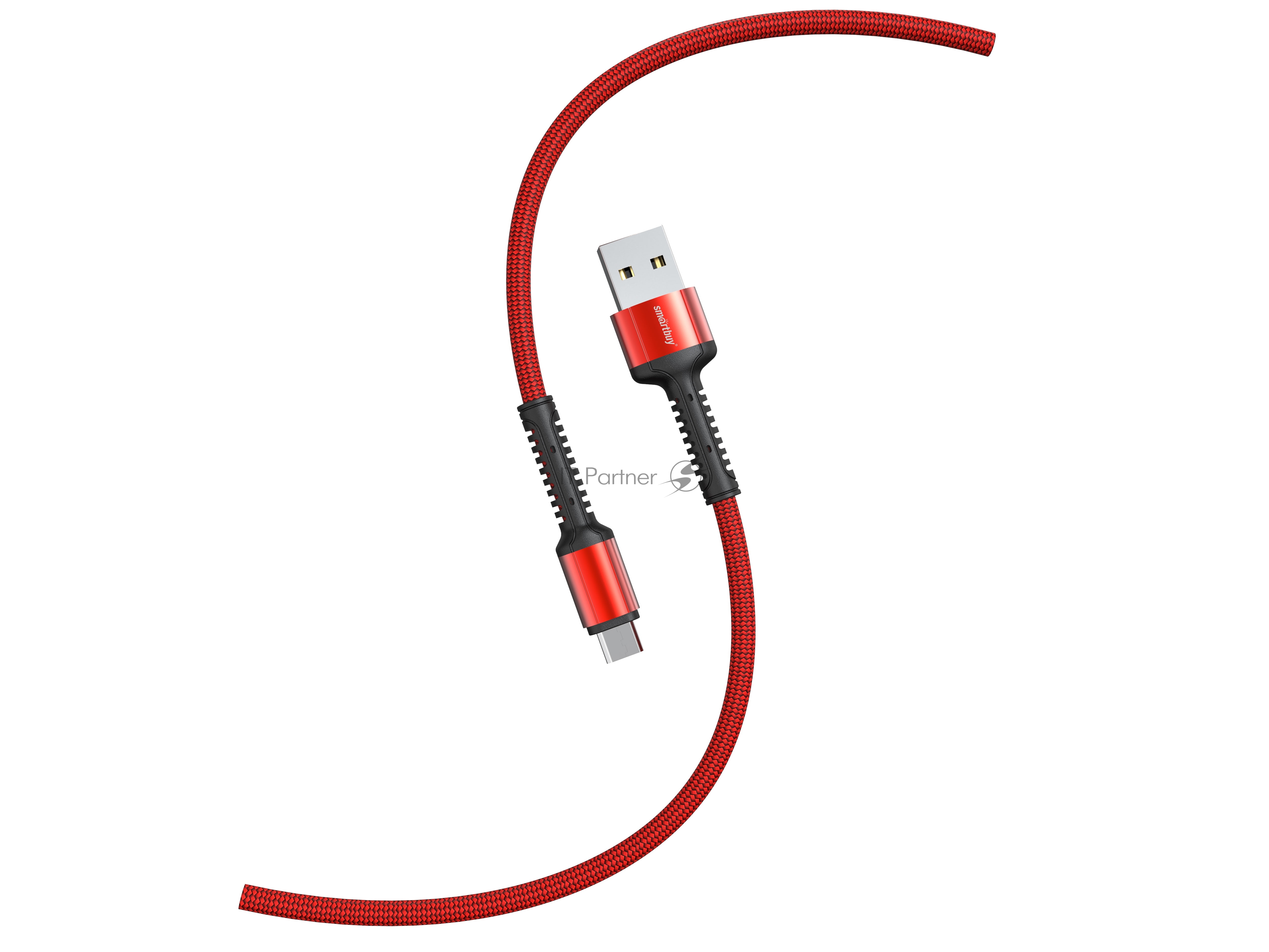 Кабель Smartbuy S26 MicroUSB красный, 3 А, QC, нейл.,1 м