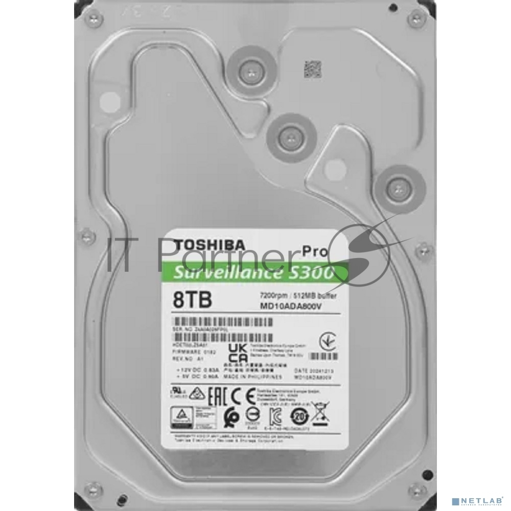 Жесткий диск Toshiba SATA-III 8TB MD10ADA800V Surveillance S300 Pro (7200rpm) 512Mb 3.5"