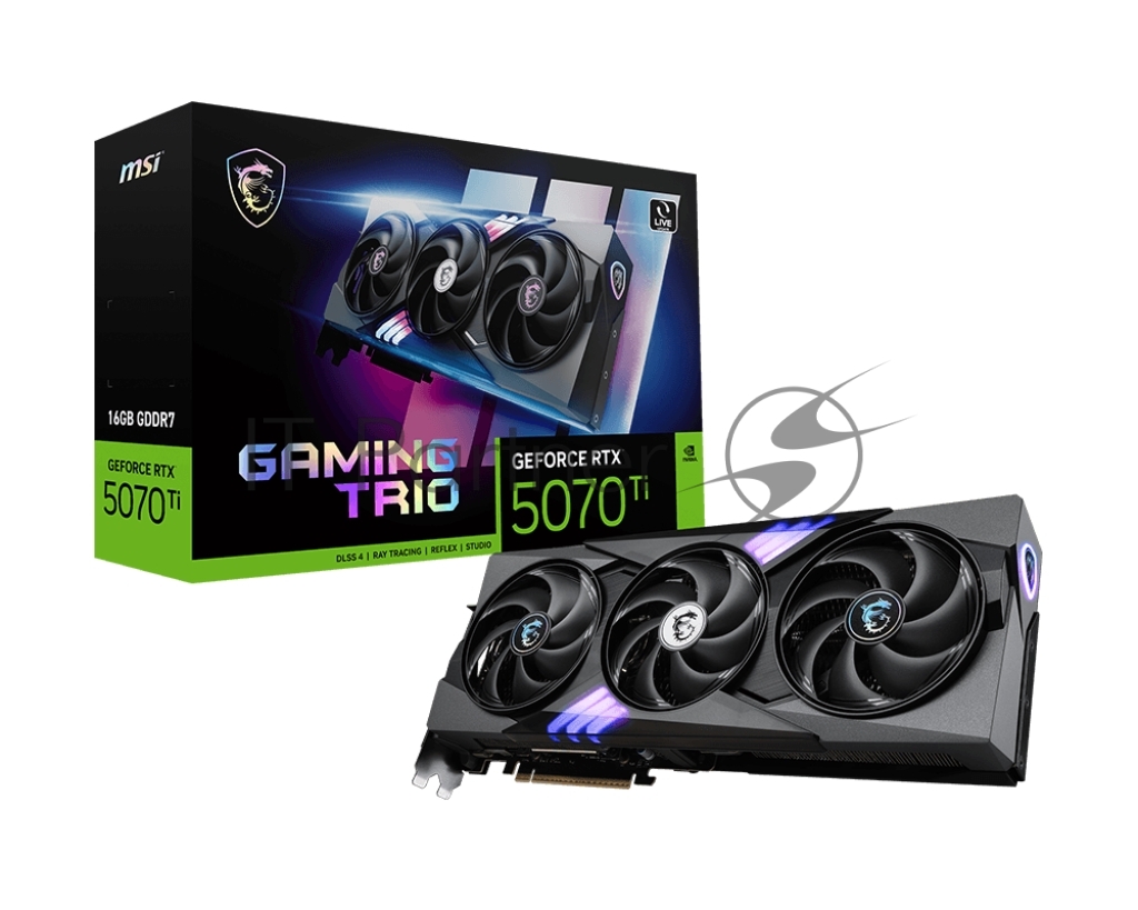 Видеокарта MSI PCI-E 5.0 RTX 5070 Ti 16G GAMING TRIO NVIDIA GeForce RTX 5070TI 16Gb 256bit GDDR7 2452/28000 HDMIx1 DPx3 HDCP Ret