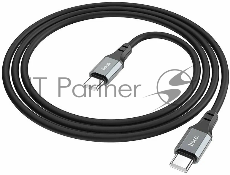 Кабель USB2.0 Hoco Type-C/Type-C, 3А, 60Вт, силиконовая оплетка, X86, 1м, черный, коробка