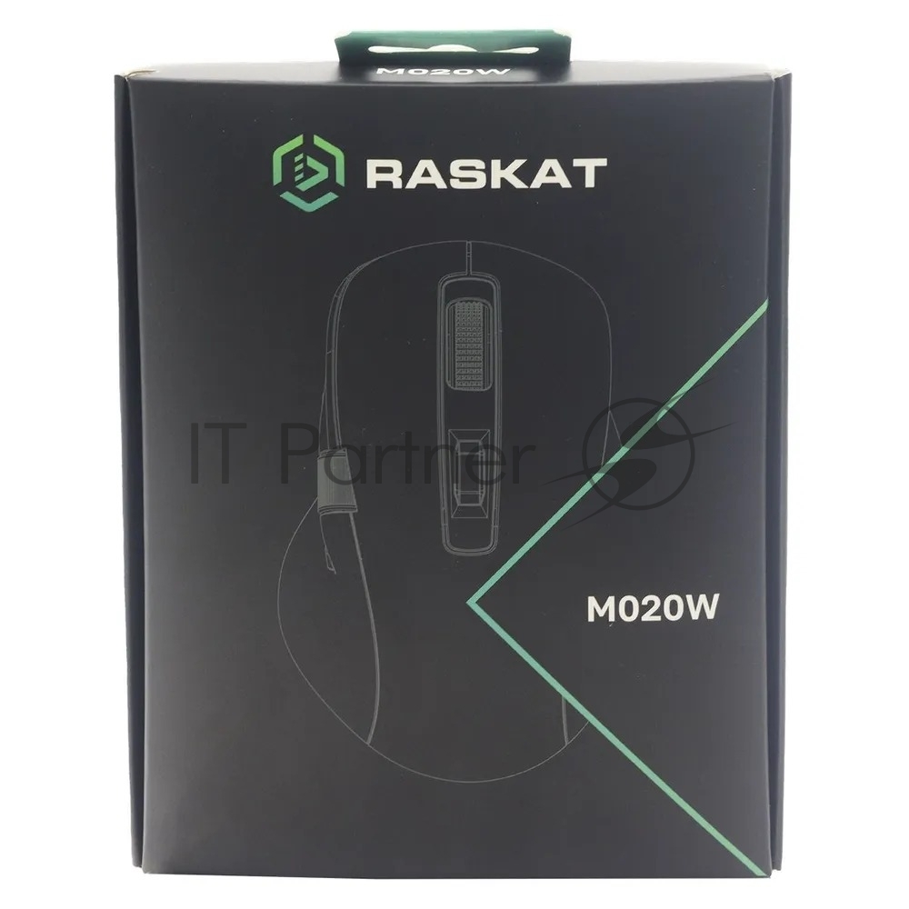 Мышь беспроводная Raskat M020W зеленый/черный, 2400 dpi, радиоканал, Bluetooth, USB, кнопки - 7