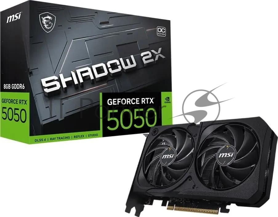 Видеокарта MSI GeForce RTX 5050 8G SHADOW 2X OC, NVIDIA RTX 5050, 8 ГБ GDDR6, 128 бит, PCI-e 5.0, 1xHDMI, 3xDP, 2617 МГц