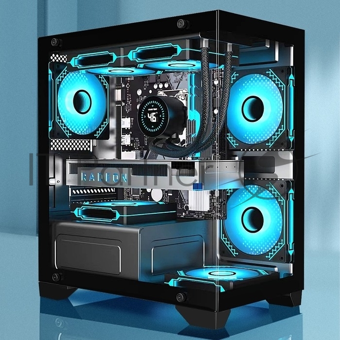 Компьютерный корпус Minitower ExeGate i3 SEA LE (mATX, без БП, 1хUSB+1хUSB 3.0, HD аудио, черный, передняя и боковая панели - закаленное стекло)