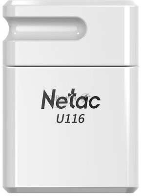 Флешка USB Netac U116 mini (NT03U116N-032G-32WH USB), 32Gb, USB 3.2, R/W 90/30, белый