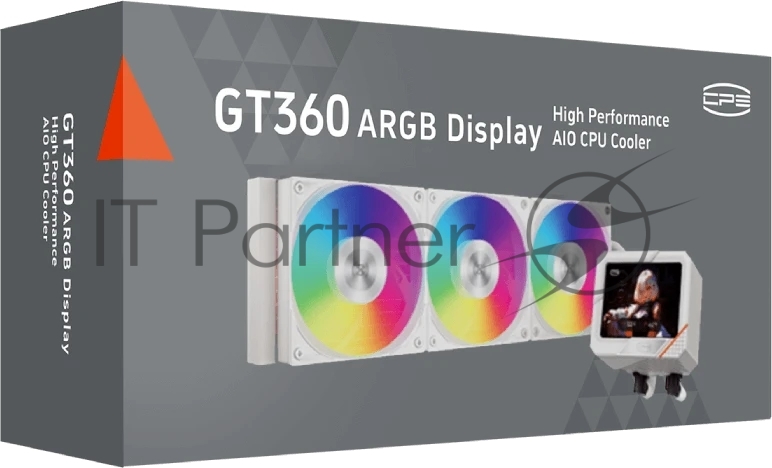 Система охлаждения PCCooler GT360 ARGb Display WH (310W, 360мм, LED temp., белый, ARGb/Fans: 3x120мм, 99CFM, 41.5dBA, 3000RPM/Pump 15dBA, 2600RPM, Rad thickness 27мм/S: 1851, 1700, 1200, 115X, AM5, AM4)
