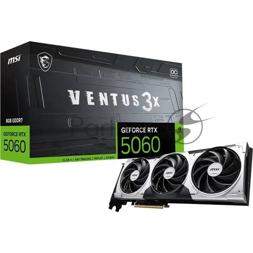 Видеокарта MSI PCI-E 5.0 RTX 5060 8G VENTUS 3X NVIDIA GeForce RTX 5060 8Gb 128bit GDDR6 2602/28000 HDMIx1 DPx3 HDCP Ret