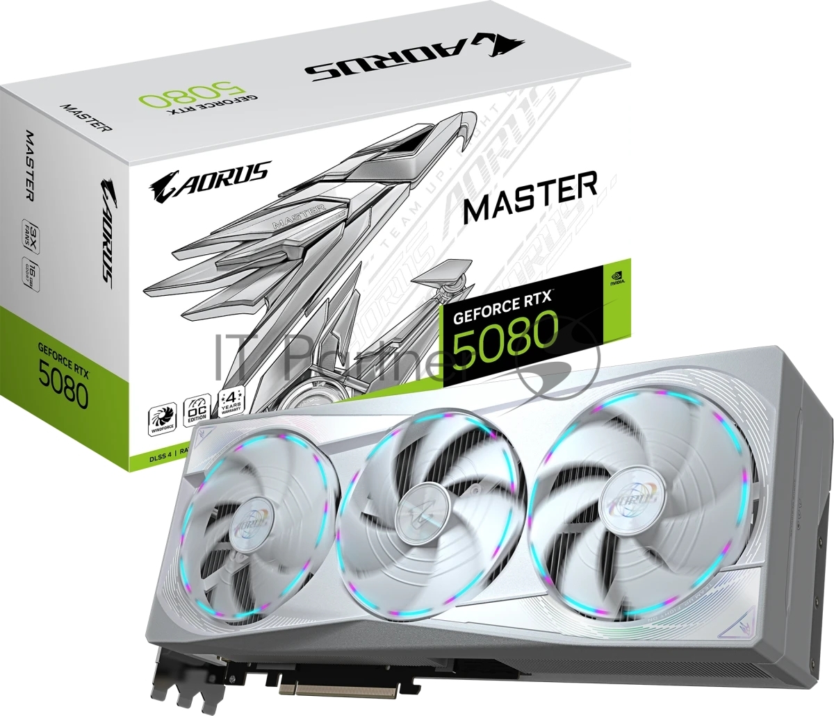 Видеокарта Gigabyte PCI-E 5.0 GV-N5080AORUSM ICE-16GD 1.0 NVIDIA GeForce RTX 5080 16Gb 256bit GDDR7 2617/30000 HDMIx1 DPx3 HDCP Ret