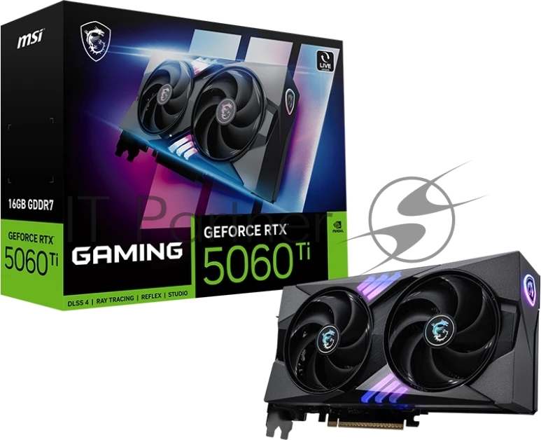 Видеокарта MSI RTX 5060 Ti 16G GAMING, NVIDIA RTX 5060 Ti, 16 ГБ GDDR7, 128 бит, PCI-e 5.0, 1xHDMI, 3xDP, 2587 МГц