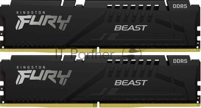 Оперативная память Kingston Fury Beast Black, DDR5, 128GB (2x64GB), 5600 MHz, CL40, с радиатором, чёрный