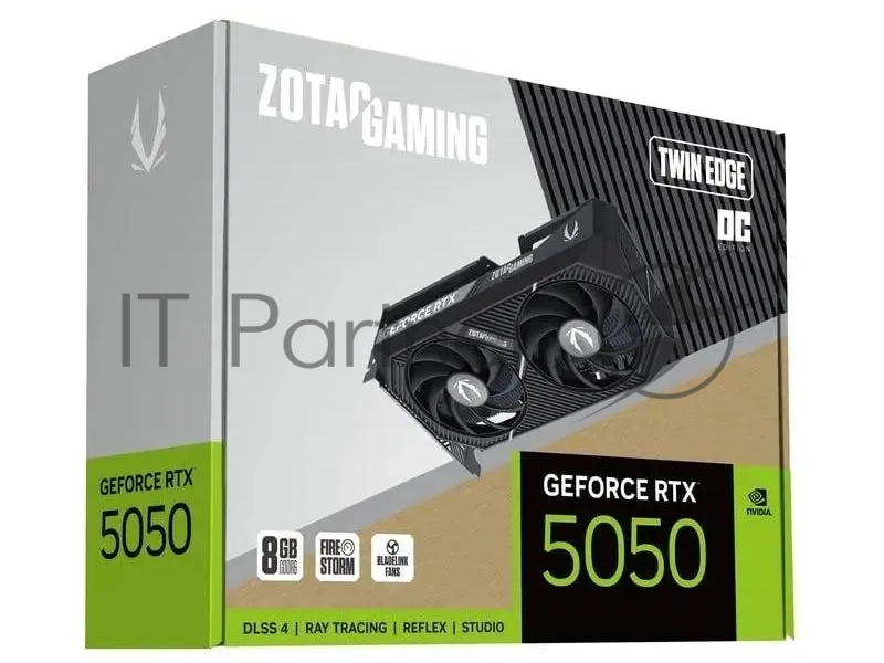 Видеокарта Zotac GeForce RTX5050 TWIN EDGE OC, NVIDIA RTX 5050, 8 ГБ GDDR6, 128 бит, PCI-e 5.0, 1xHDMI, 3xDP, 2602 МГц