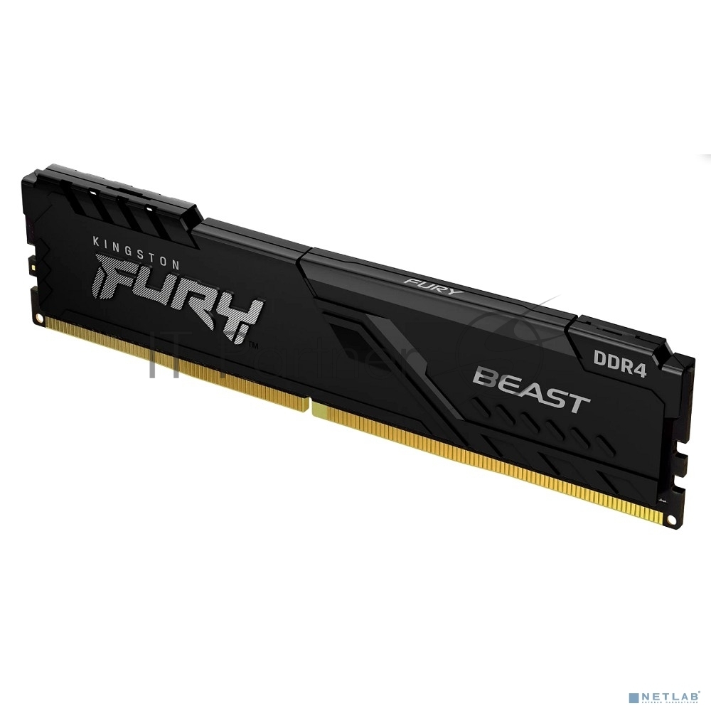 Оперативная память Kingston Fury Beast Black, DDR4, 16GB (1x16GB), 3200 MHz, CL16, с радиатором, черный