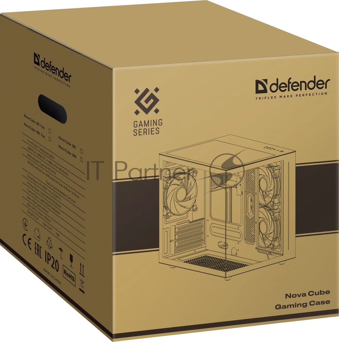 Компьютерный корпус DEFENDER NovaCube белый,mATX,3fan,switch&M/BSynс