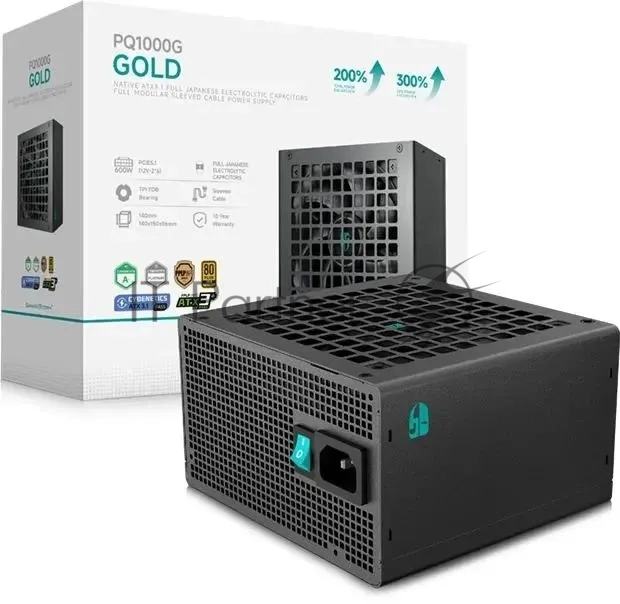 Блок питания Deepcool/GamerStorm PQ1000G WH (ATX 3.1, 1000W, Full Cable Management, 120мм fan, 80+ GOLD, Active PFC + Half Bridge + DC/DC, Full Japanese Capasitors, Gen5 PCIe, белый) RET (R-PQA00G-FD0W-WGEU-V1)