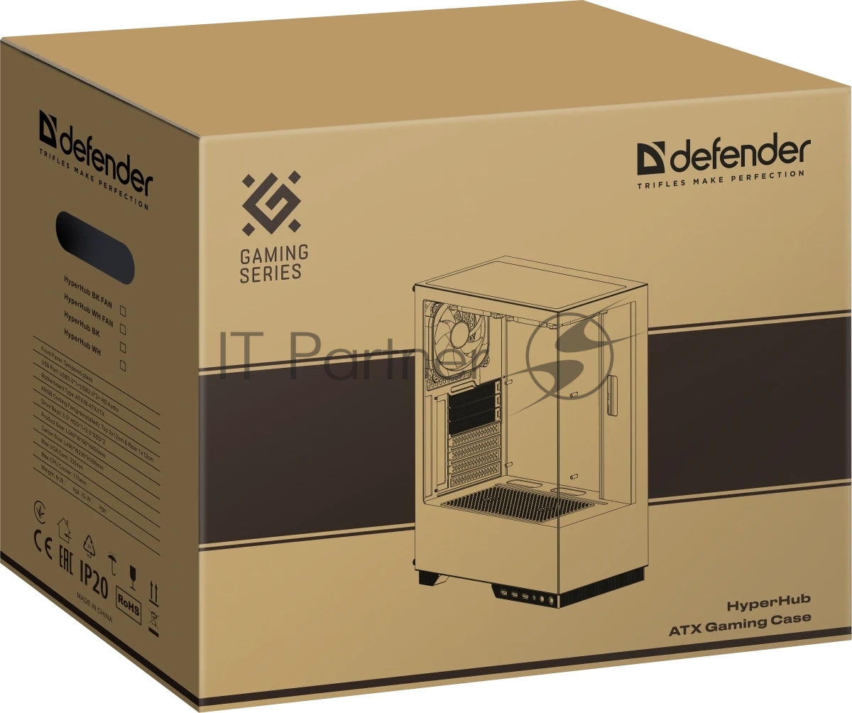 Компьютерный корпус Defender HyperHub черный, ATX, USB3.0, w/o fans