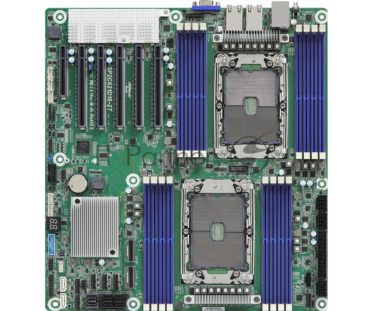 Материнская плата серверная ASRock SP2C621D16-2T, 2xLGA4189, Intel C621A, 16xDDR4, 14xSATA, 1xM.2, 5xPCIe 4.0 x16, 1xVGA, 2x10Gb LAN, 2xUSB-A 5Gbps, IPMI, EEB