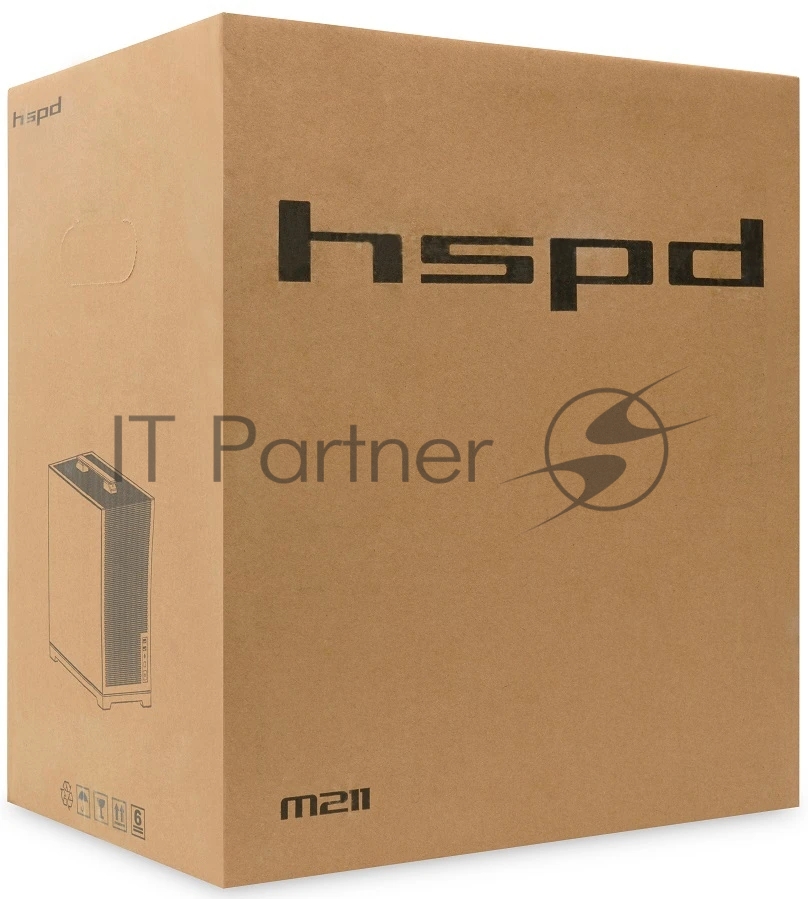 Компьютерный корпус без блока питания Case HSPD M211, Mesh Mini-tower, Black, TG, 0.7 SPCC, no fans,mATX, mITX, 175/330/150мм, 2x2.5", 1x3.5", 4xPCI, 2xUSB-A 3.0, ARGb strip, 336x211x350мм