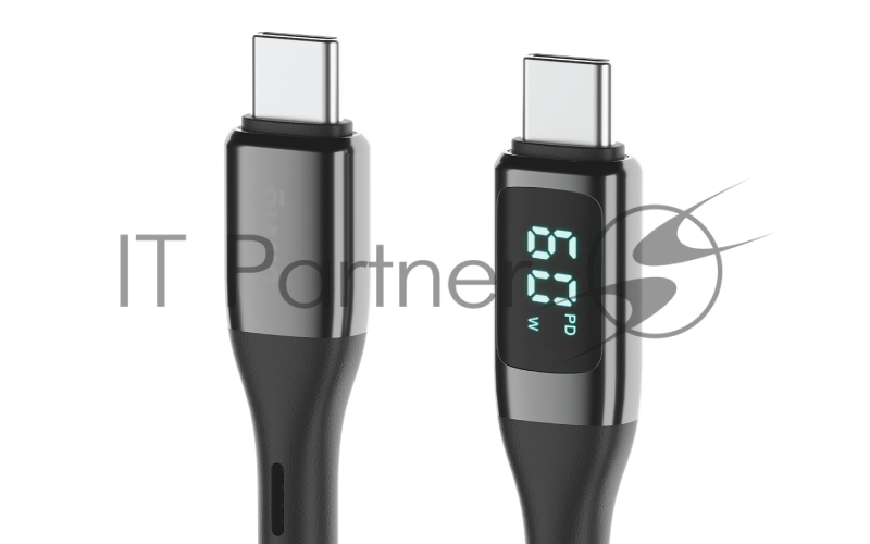 Кабель OLMIO GEEK, Type-C - Type-C, 60W, 1.2м, тканевая оплетка, LCD, черный